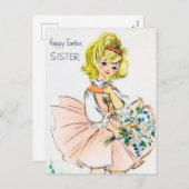 イースターレトロのヴィンテージの姉妹の郵便はがき シーズンポストカード (正面/裏面)