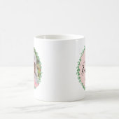 イースターローレルリーフピンクグリーンフローラフォトマグカップ コーヒーマグカップ (中央)