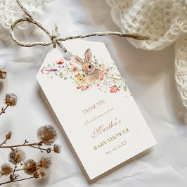 イースターワイルドフラワーの赤ちゃんシャワーの途中で何かバニー ギフトタグ