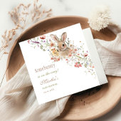 イースターワイルドフラワーの赤ちゃんシャワーの途中で何かバニー スタンダードカクテルナプキン