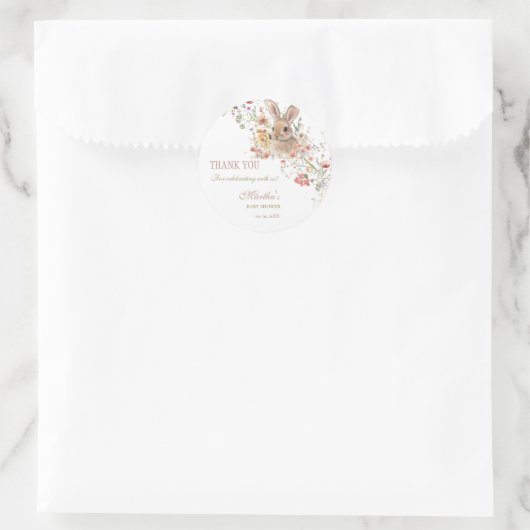 イースターワイルドフラワーの赤ちゃんシャワーの途中で何かバニー ラウンドシール (バッグ)