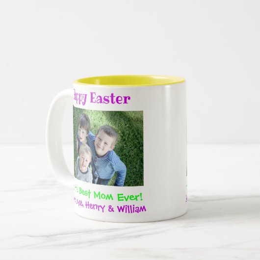 イースターワールド最高ののマム・エバー・キッズ写真 ツートーンマグカップ (正面左)