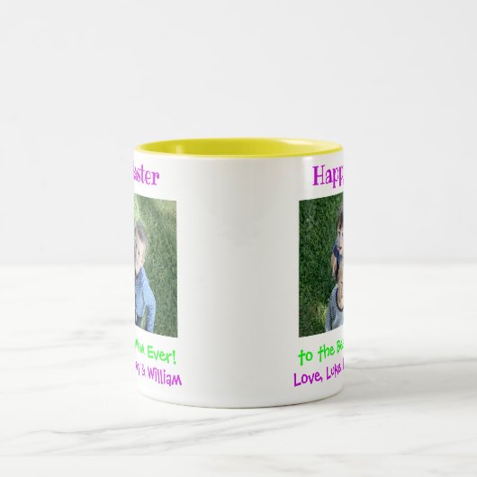 イースターワールド最高ののマム・エバー・キッズ写真 ツートーンマグカップ (中央)