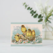 イースターヴィンテージかわいいチックスフローラ ポストカード (スタンド正面)