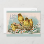 イースターヴィンテージかわいいチックスフローラ ポストカード (正面/裏面)