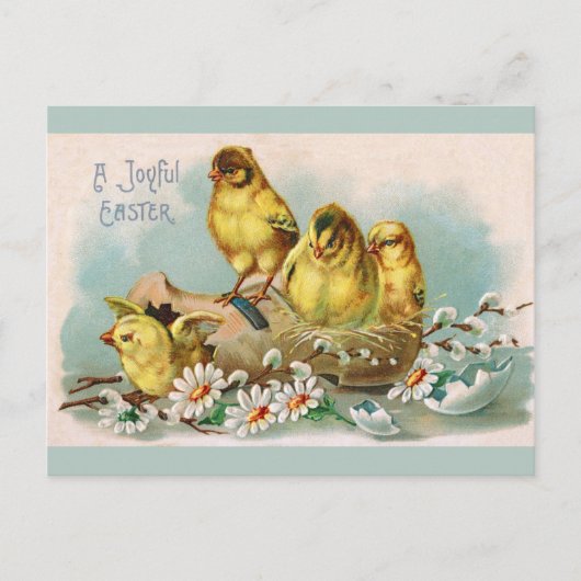 イースターヴィンテージかわいいチックスフローラ ポストカード (正面)