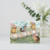 イースターヴィンテージの可愛い雛 ポストカード (スタンド正面)