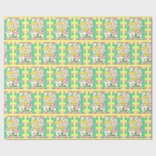 イースターヴィンテージイースターバニーバニーウサギ ラッピングペーパー (フラット)