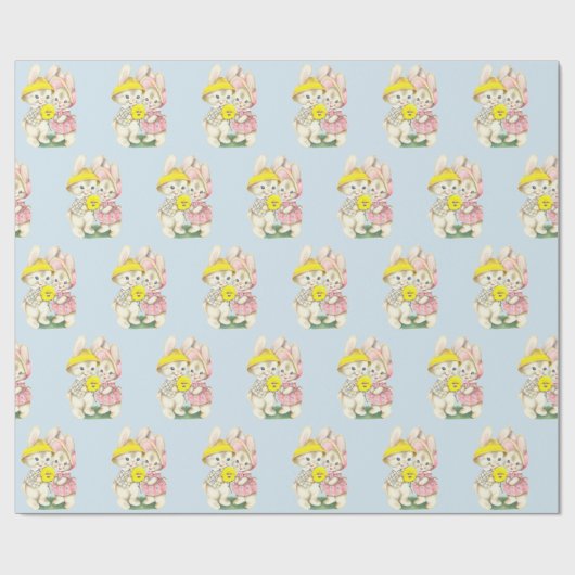 イースターヴィンテージイースターバニーバニーウサギ ラッピングペーパー (フラット)