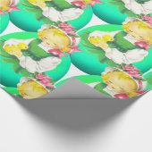 イースターヴィンテージガールとイースターシック大プリント ラッピングペーパー (角)