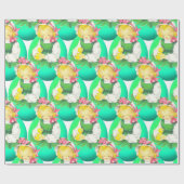 イースターヴィンテージガールとイースターシック大プリント ラッピングペーパー (フラット)