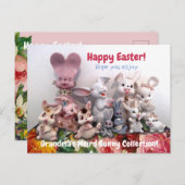 イースターヴィンテージバニーウサギのフィギュアおもしろいス  シーズンポストカード (正面/裏面)