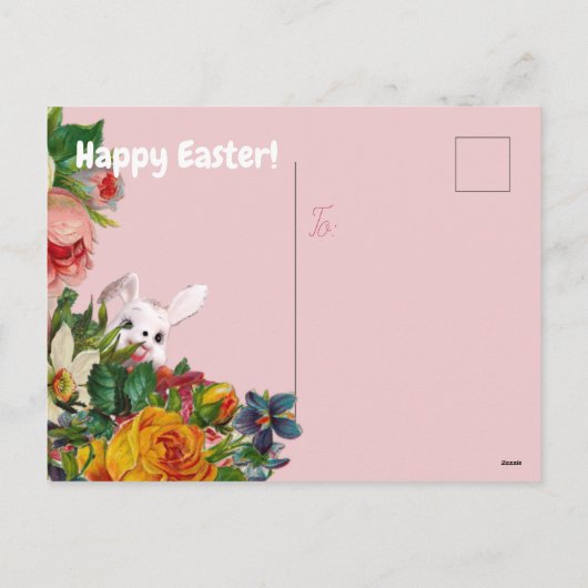 イースターヴィンテージバニーウサギのフィギュアおもしろいス  シーズンポストカード (裏面)