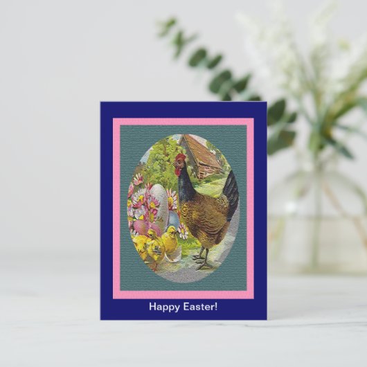 イースターヴィンテージヘンとチックス加工 シーズンポストカード (スタンド正面)