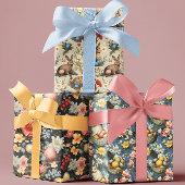 イースターヴィンテージ春フローラバニー ラッピングペーパーシート