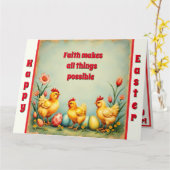 イースターヴィンテージ3リトルチキンホリデーコレクション カード (黄色い花)