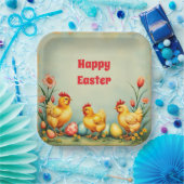 イースターヴィンテージ3リトルチキンホリデーコレクション ペーパープレート (パーティー)