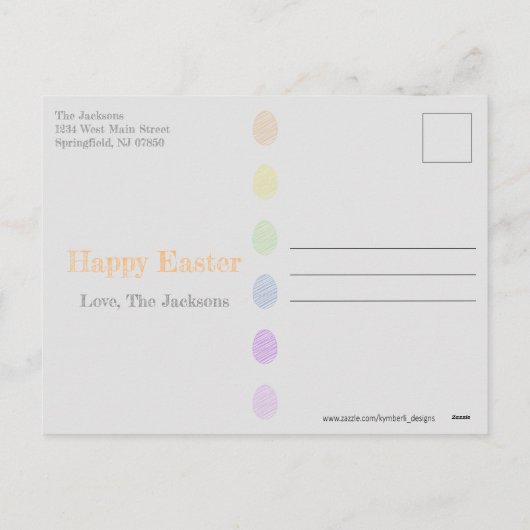 イースター一つのかごに卵を全部入れて シーズンポストカード (裏面)