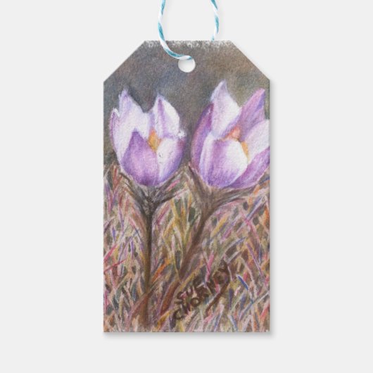 イースター与えでのパープルクロカスの愛 ギフトタグ (正面)