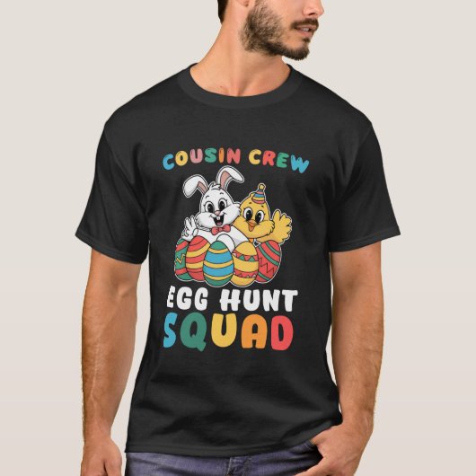 イースター仲間とリラックス イースターエッグ チーム うさぎ 楽しい Tシャツ (正面)
