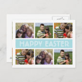 イースター写真のコラージュの郵便はがきのテンプレート|の青 シーズンポストカード (正面/裏面)