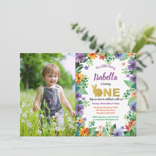 イースター初誕生日パーティーの写真の招待 招待状 (スタンド正面)