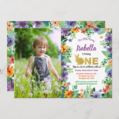 イースター初誕生日パーティーの写真の招待 招待状 (正面/裏面)