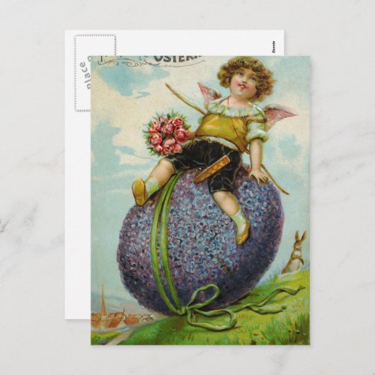 イースター卵のゴージャスなキューピッド シーズンポストカード (正面/裏面)