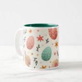 イースター卵の模様を持つマグカップ ツートーンマグカップ (正面左)
