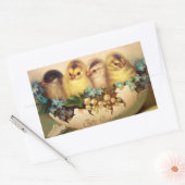 イースター卵の青い白い花を持つ鶏 長方形シール (封筒)