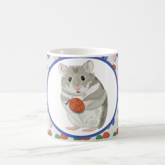 イースター卵を持ったかわいいハムスター コーヒーマグカップ (中央)