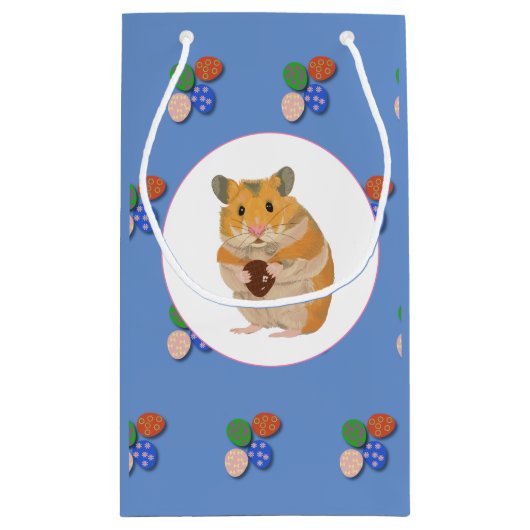 イースター卵を持ったかわいいハムスター スモールペーパーバッグ (裏面)