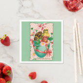 イースター卵イースターグリーティングとヴィンテージの雛 スタンダードカクテルナプキン (インサイチュ)