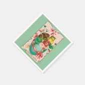 イースター卵イースターグリーティングとヴィンテージの雛 スタンダードカクテルナプキン (角)