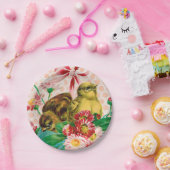 イースター卵イースターグリーティングとヴィンテージの雛 ペーパープレート (パーティー)