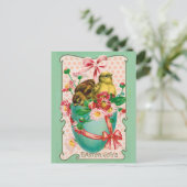 イースター卵イースターグリーティングとヴィンテージの雛 ポストカード (スタンド正面)