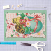 イースター卵イースターグリーティングとヴィンテージの雛 薄葉紙 (クラフト)