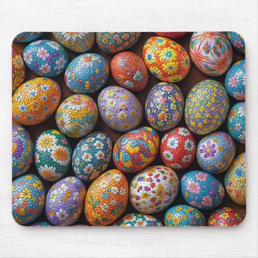 イースター卵カラフルの花 マウスパッド (正面)
