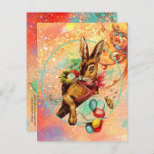 イースター卵カラフル付きウサギ シーズンポストカード (正面/裏面)