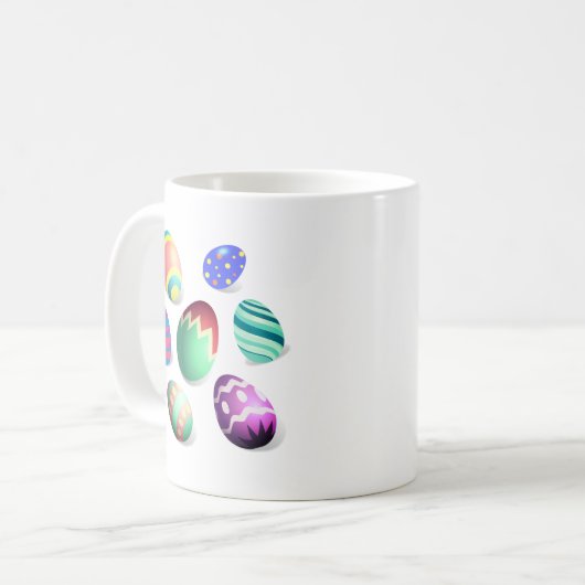 イースター卵カラフル飾イースター卵かわいいおもしろい コーヒーマグカップ (正面左)