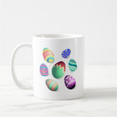 イースター卵カラフル飾イースター卵かわいいおもしろい コーヒーマグカップ (左)