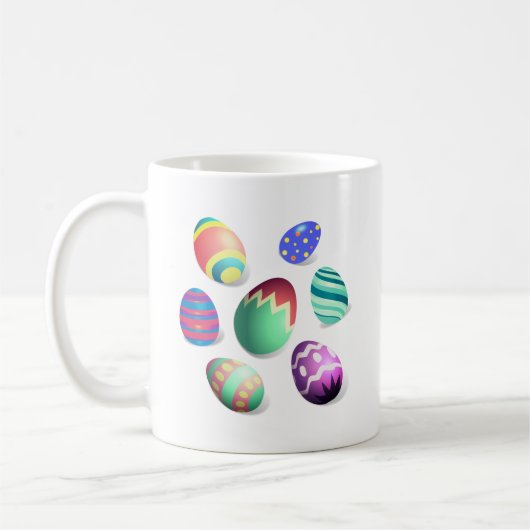 イースター卵カラフル飾イースター卵かわいいおもしろい コーヒーマグカップ (左)