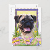 イースター卵クッキー – Pug シーズンポストカード (正面/裏面)