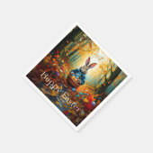 イースター卵バスケット付きペーターイースターバニー スタンダードカクテルナプキン (角)