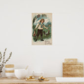 イースター卵バスケット持ち卵の少年 ポスター (キッチン)