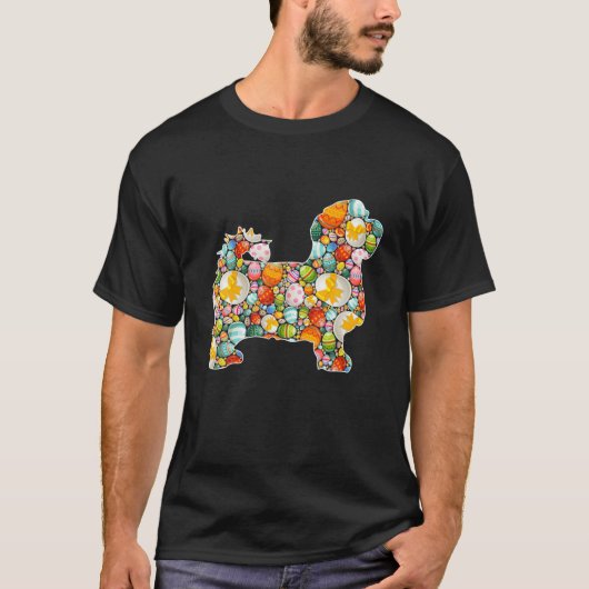 イースター卵マルチーズドッグイースターデイ子供たち男性女性 Tシャツ (正面)