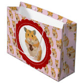 イースター卵ラージギを持つかわいい小さなハムスター ラージペーパーバッグ (正面アングル)