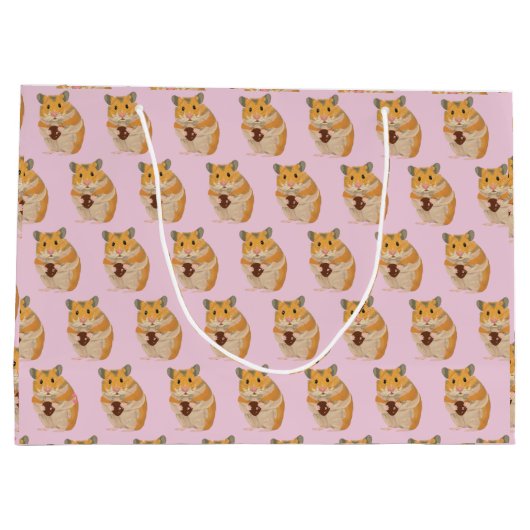 イースター卵ラージギを持つかわいい小さなハムスター ラージペーパーバッグ (裏面)