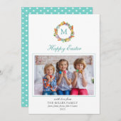 イースター卵リースモノグラムの写真 シーズンカード (正面/裏面)