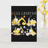 イースター卵掘り建設車両ウサギハッピーイースト カード (黄色い花)